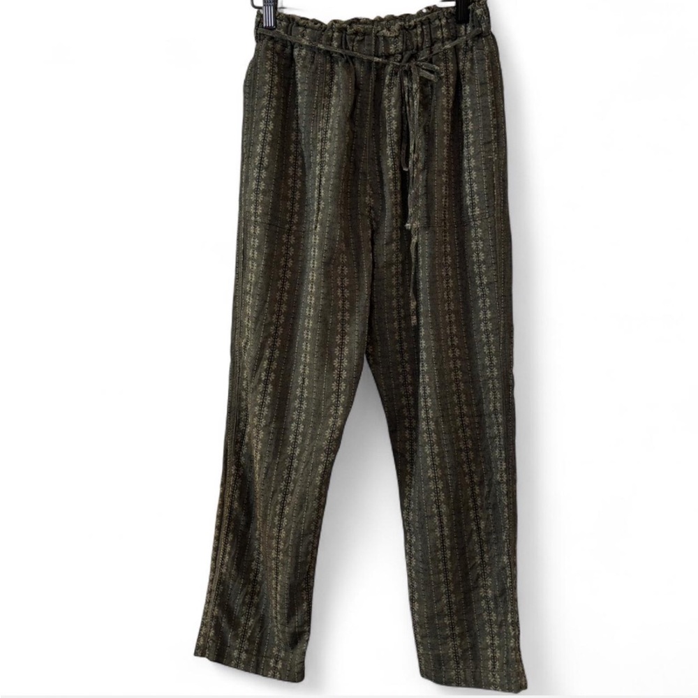 Raquel Allegra Dark Green Patterned Joggers